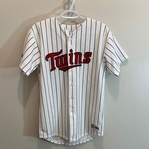 Majestic Minnesota Twins White and Black Striped Jersey Size XL